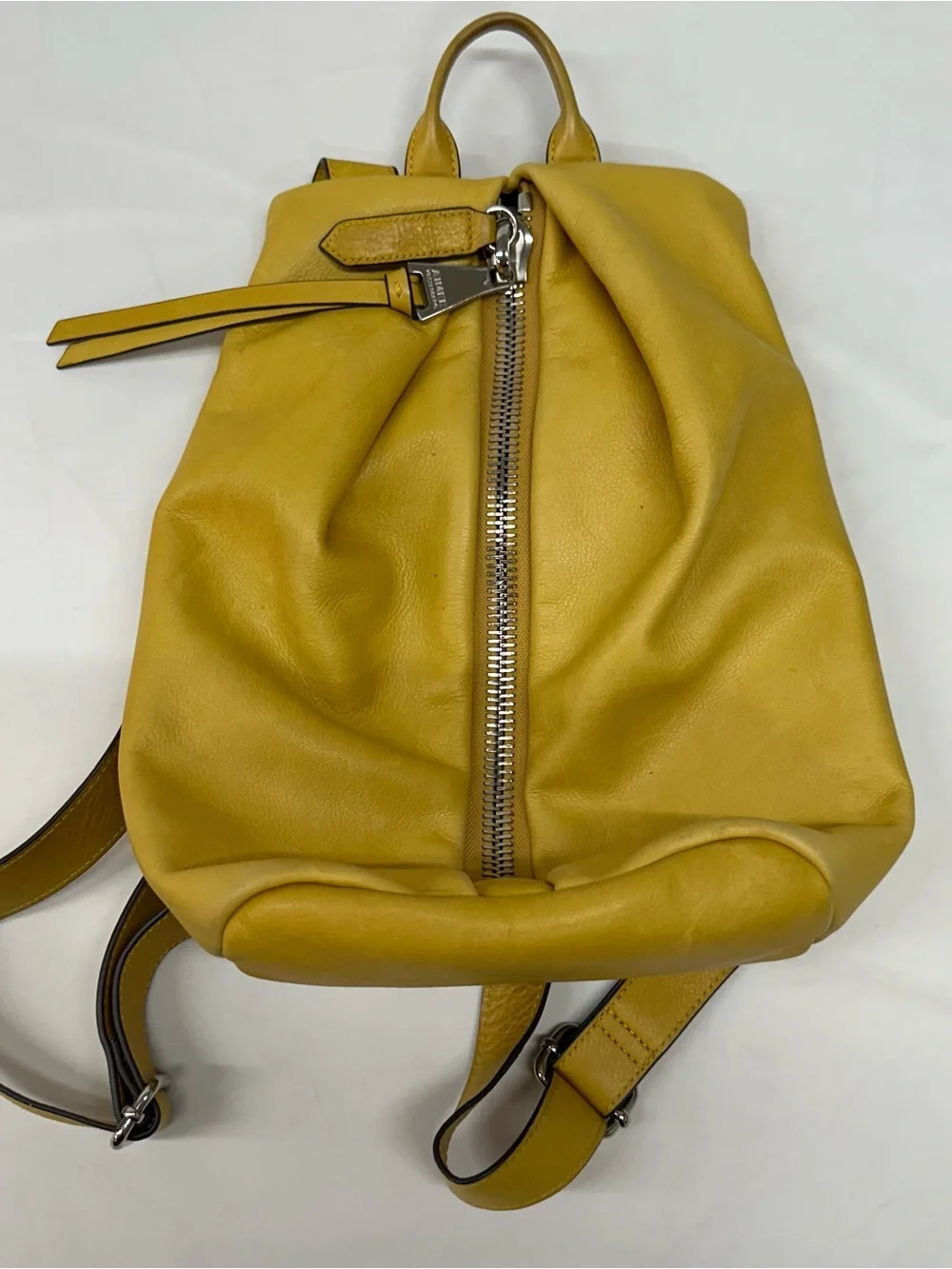 Aimee Kestenberg Mustard Yellow Leather Backpack with Front Zip